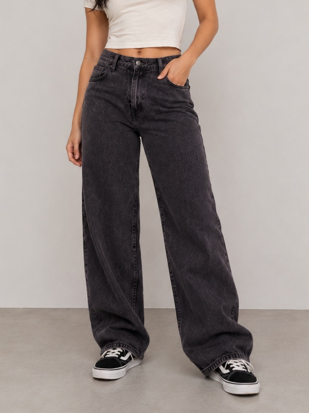 Arizona Jean Skater Jean | Highest rise wide leg jean | Black purple | Size 11